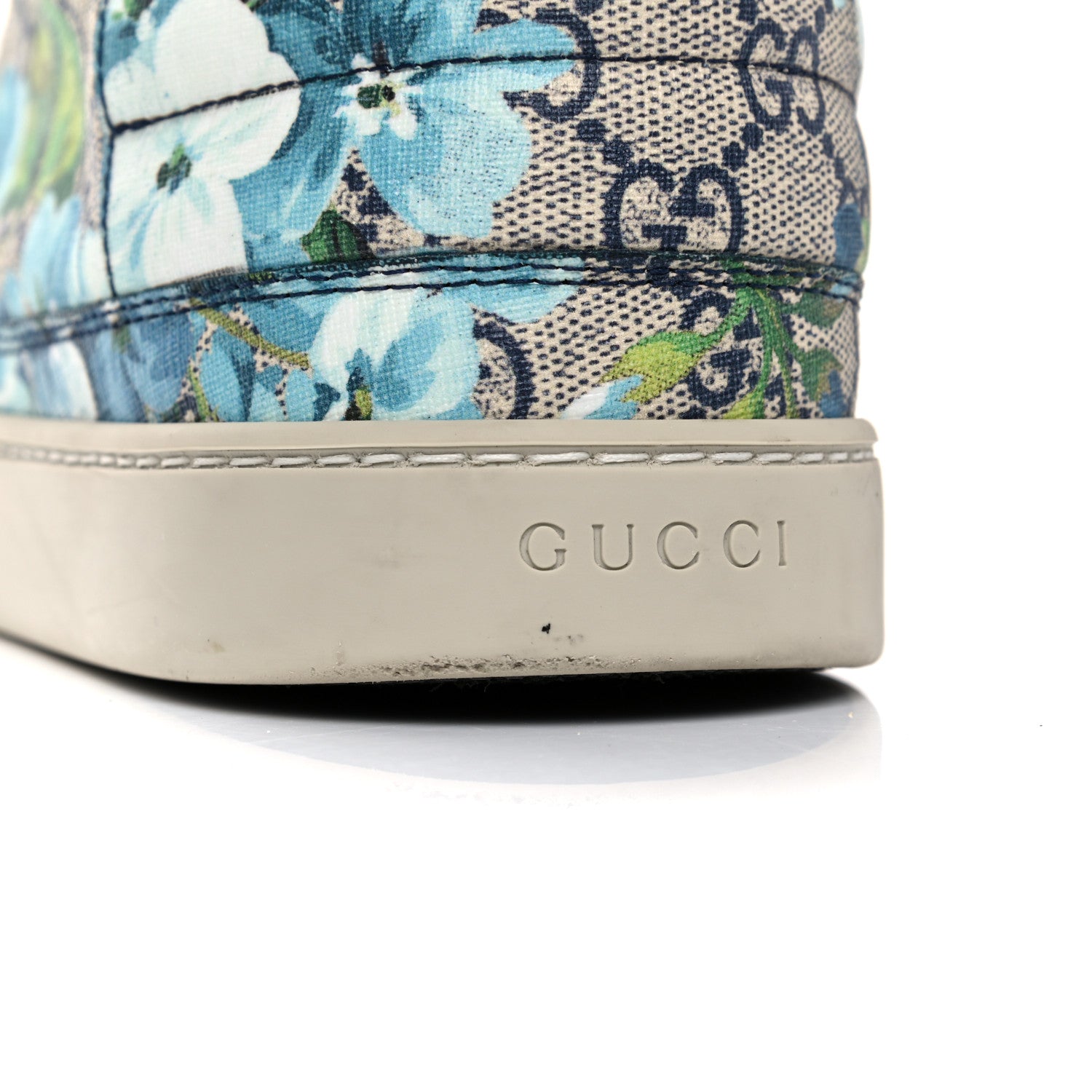 Gucci GG Supreme Monogram Blooms Mens High Top Sneakers 12 Beige Blue 10 of 14