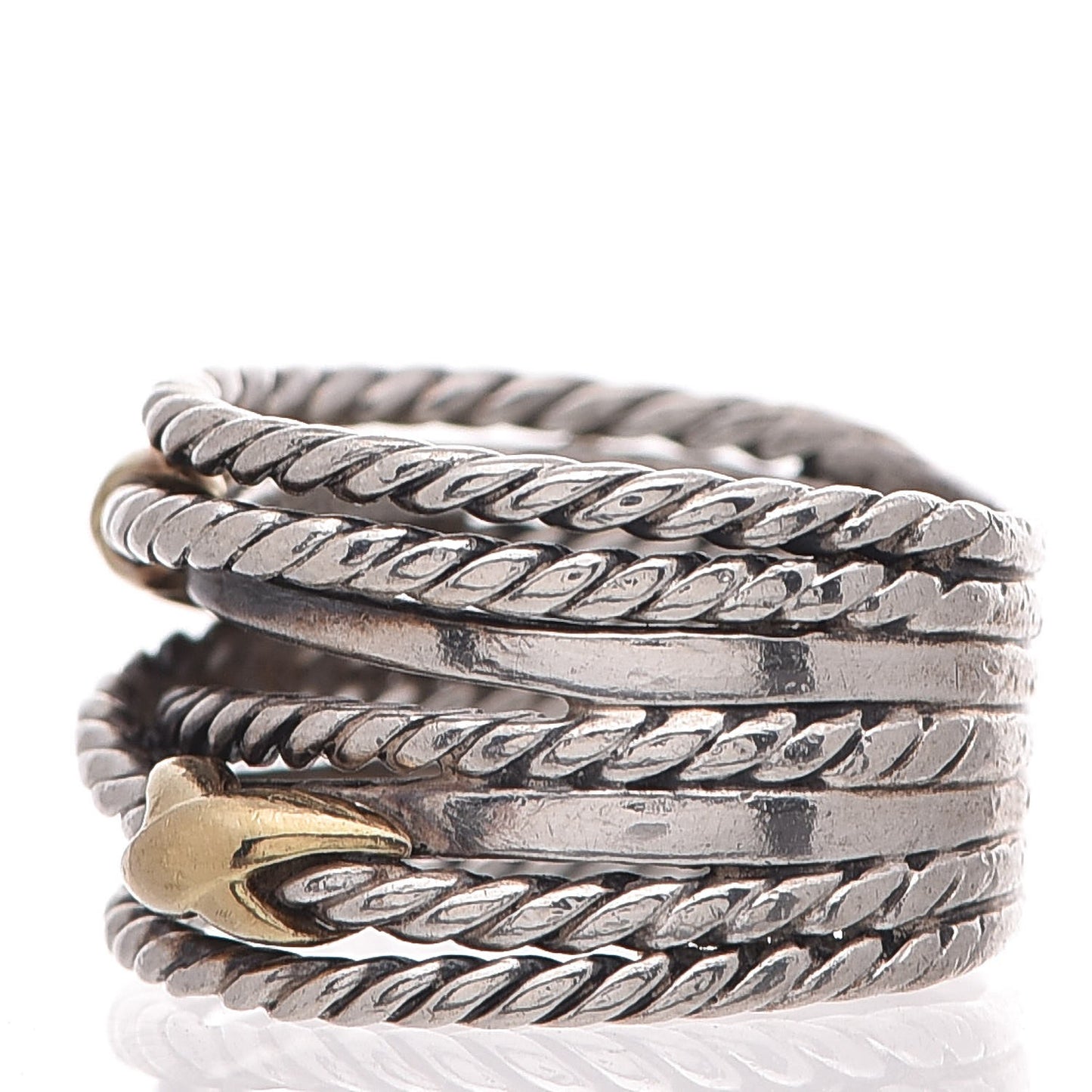 Sterling Silver 18K Yellow Gold 14mm Double X Crossover Ring 52 6