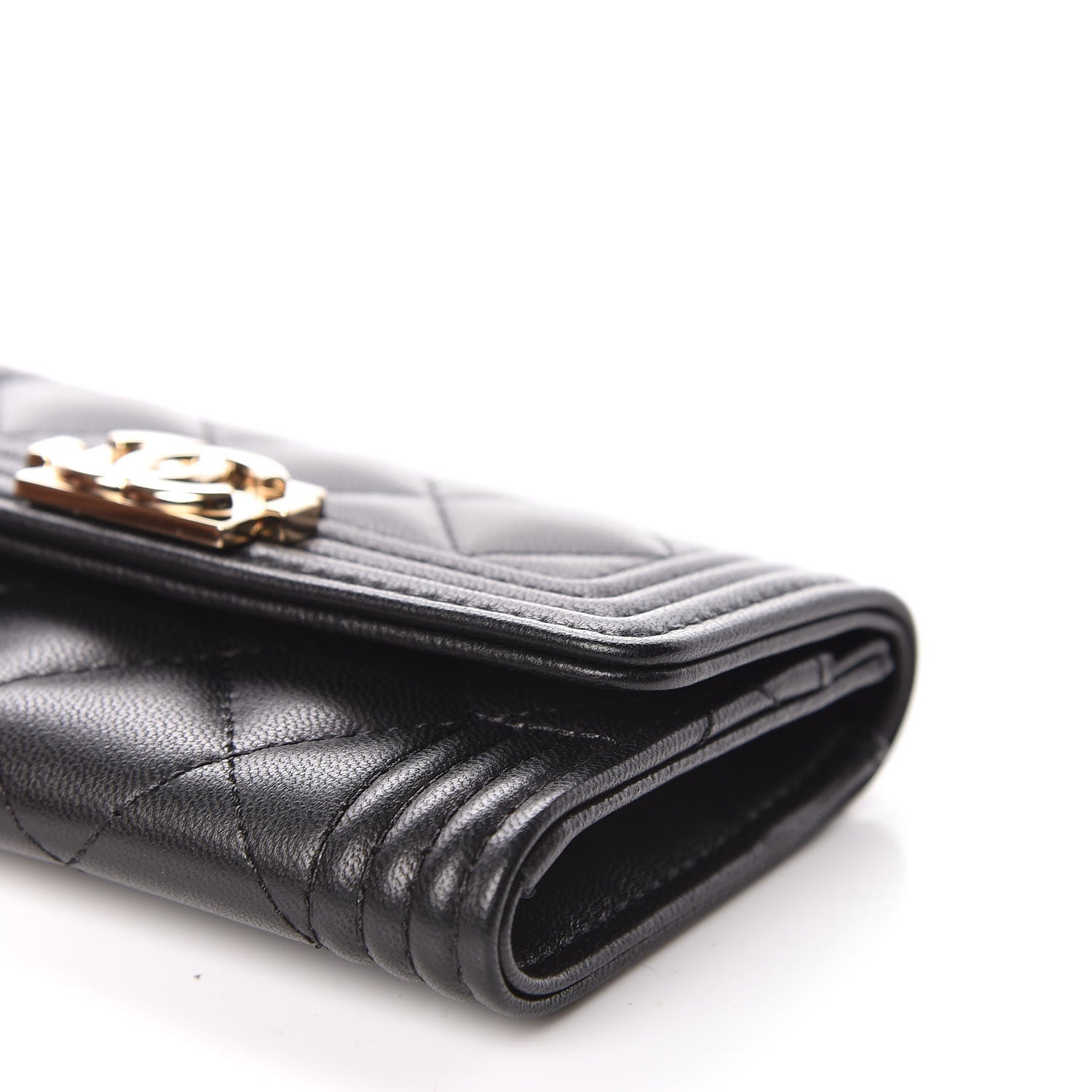Chanel Lambskin Quilted Boy Card Holder Wallet Black 6 of 11