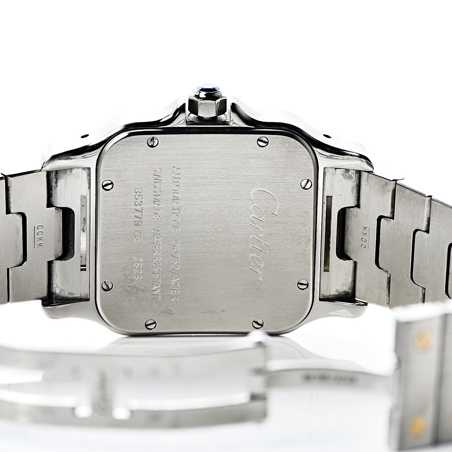 Cartier Stainless Steel 18K Yellow Gold 32mm Santos De Galbee Automatic Watch 4 of 7