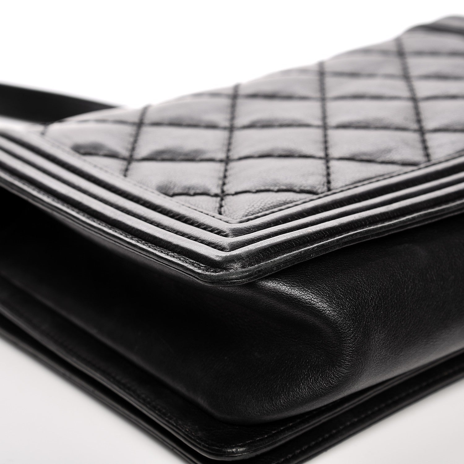 Chanel Calfskin Quilted Double Stitch New Medium Boy Flap Black 13 of 15