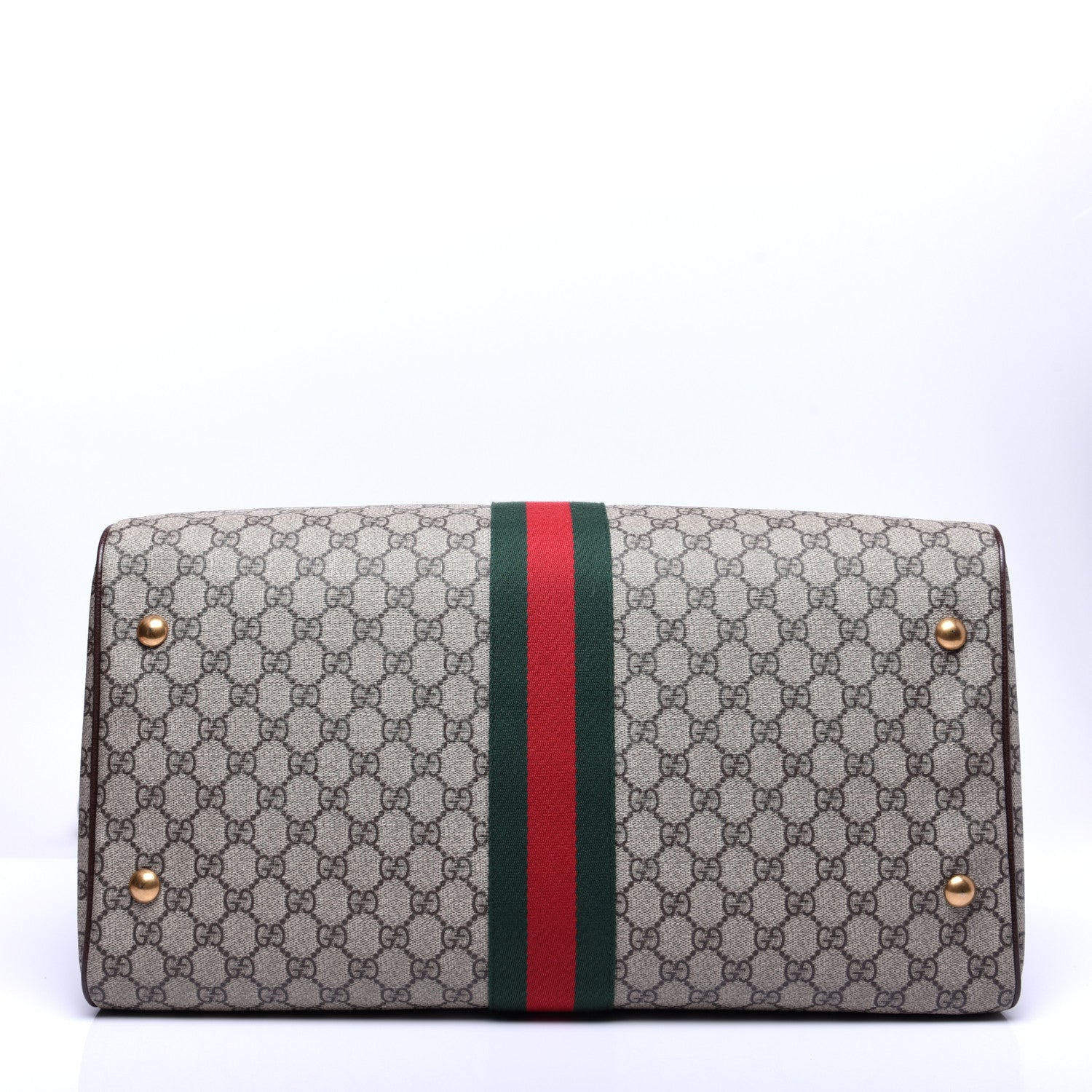 Gucci GG Supreme Monogram Textured Dollar Calfskin Web Medium Ophidia Carry-On Duffle Bag Beige Ebony New Acero 10 of 16