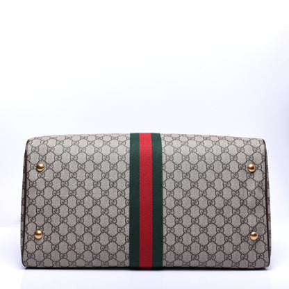 Gucci GG Supreme Monogram Textured Dollar Calfskin Web Medium Ophidia Carry-On Duffle Bag Beige Ebony New Acero 10 of 16