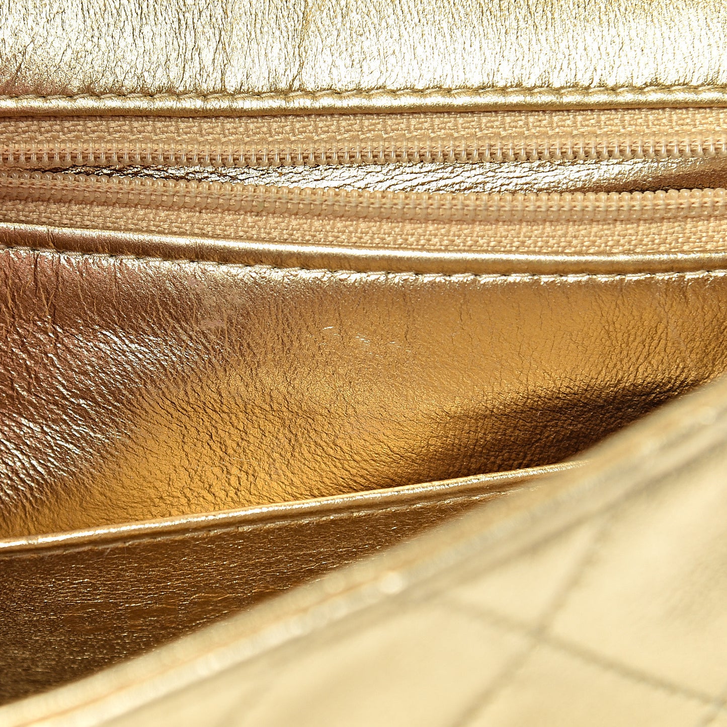 Metallic Lambskin Quilted Mini Square Flap Gold