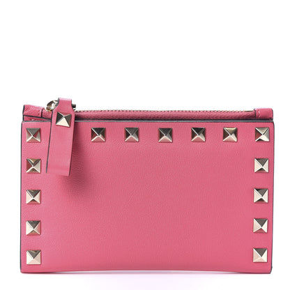 Valentino Garavani Vitello Rockstud Coin Case Card Holder Shadow Pink 1 of 8