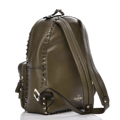 Valentino Garavani Grained Calfskin Medium Rockstud Backpack Army Green 3 of 8