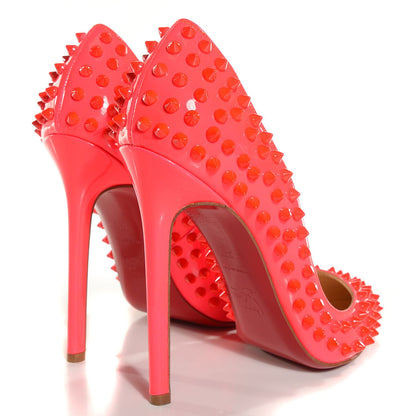 Christian Louboutin Patent Pigalle Spikes 120 Pumps 37.5 Fluo Rose Paris 4 of 7