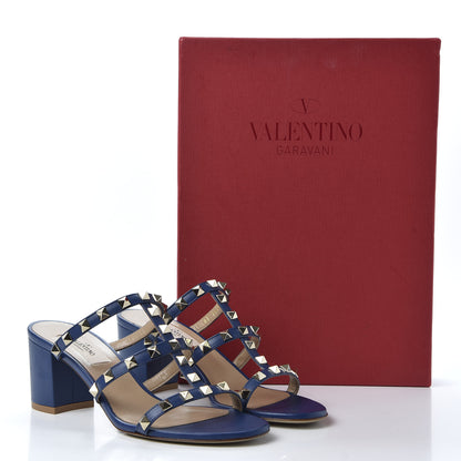 Valentino Garavani Calfskin Rockstud 60mm Caged Slide Sandals 36.5 Light Ocean 10 of 10