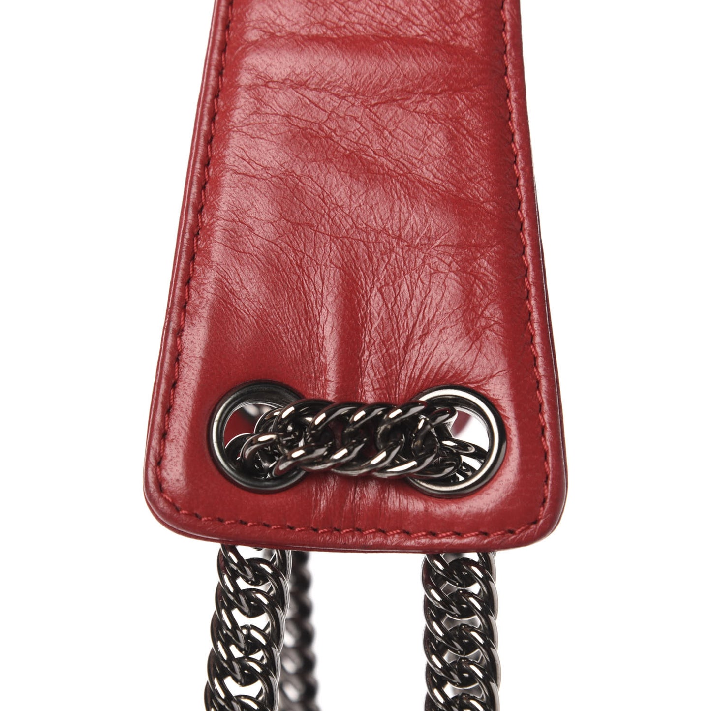 Lambskin Square Stitched Lax Accordion Shoulder Bag Red