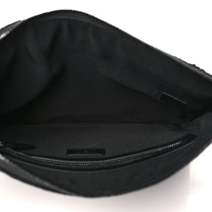 Chanel Sequin Wool Quilted Cosmetic Pouch Black Silver 5 of 9