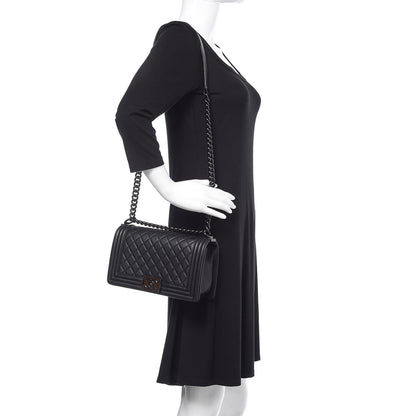 Chanel Calfskin Quilted Medium Boy Flap So Black 2 of 14