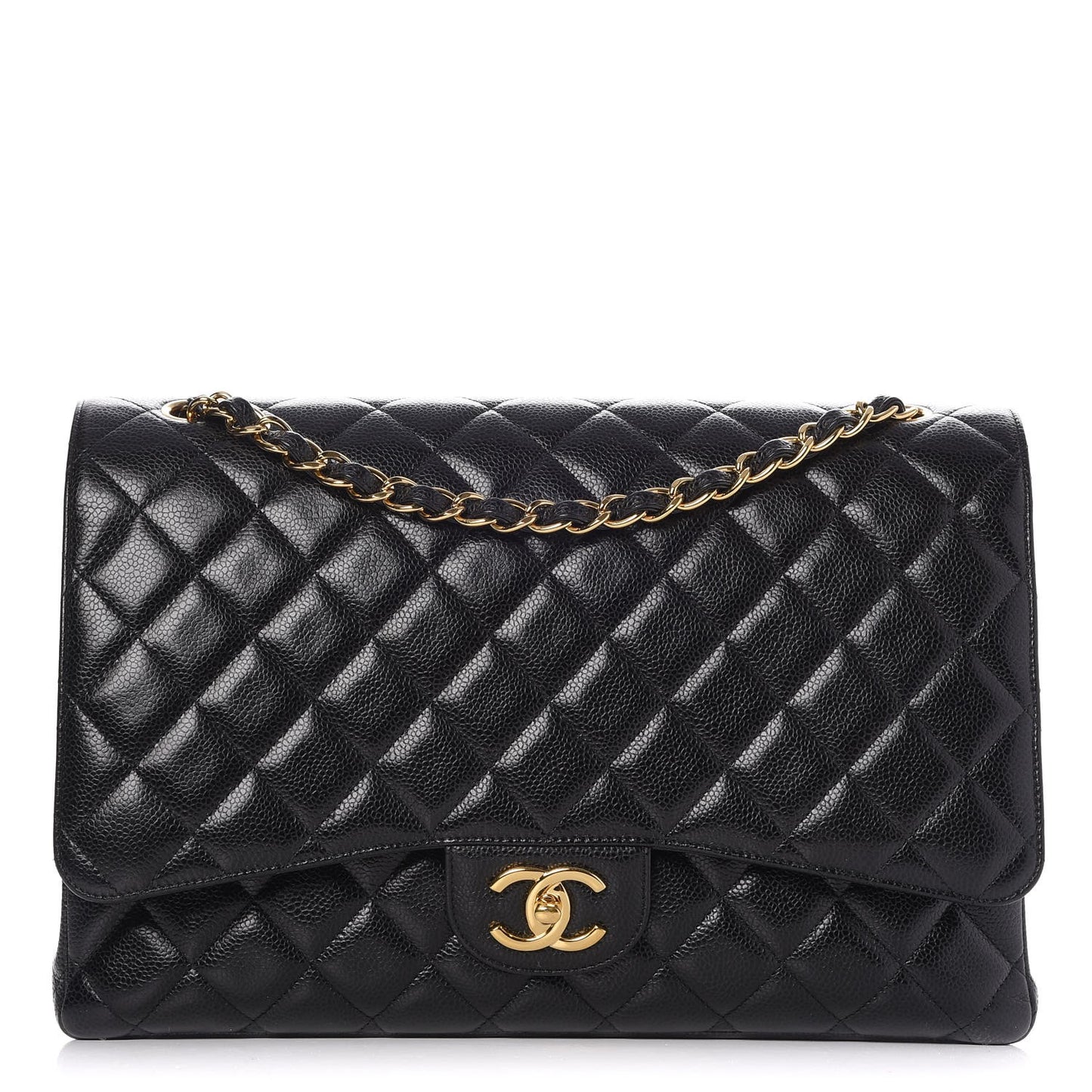 Caviar Quilted Maxi Double Flap Black