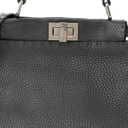 Fendi Cuoio Romano Selleria Bi-Color Mini Peekaboo Iconic Satchel Asfalto Latte 8 of 11