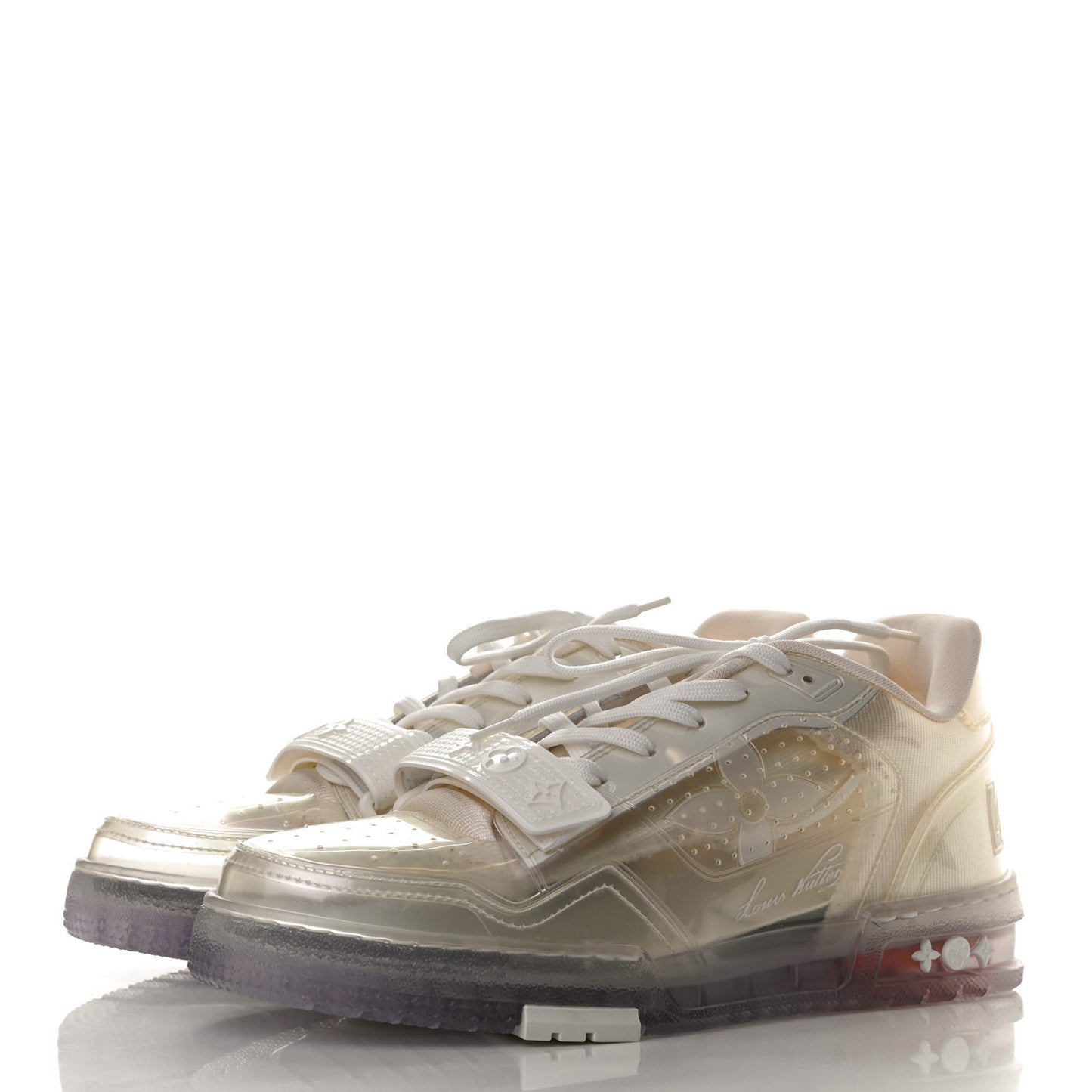 Mix Materials Transparent Monogram Mens LV Trainer Sneakers 7.5 White