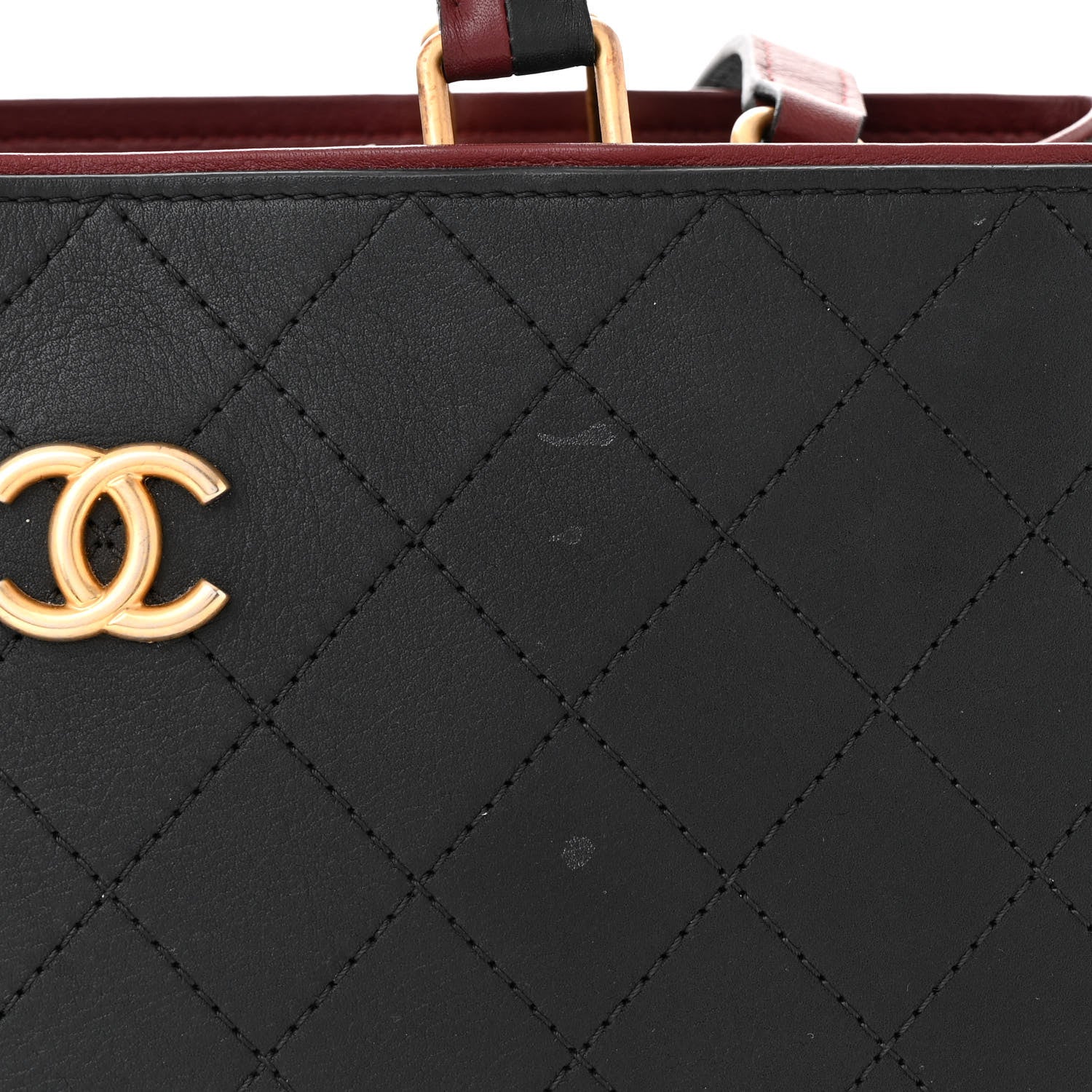 Chanel Bullskin Stitched Bi-Color Medium Shopping Tote Black 11 of 11