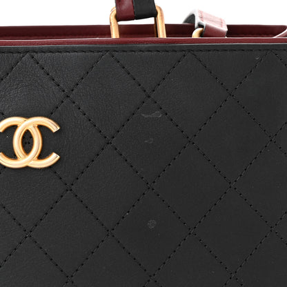 Chanel Bullskin Stitched Bi-Color Medium Shopping Tote Black 11 of 11