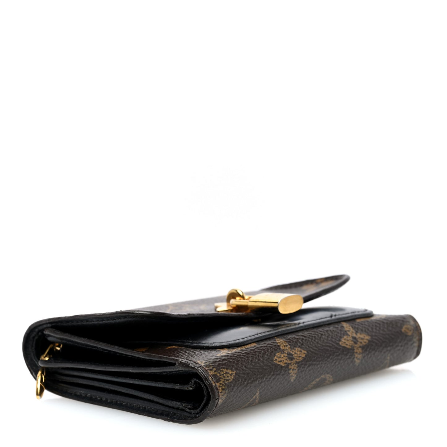 Monogram Flower Lock Compact Wallet Black