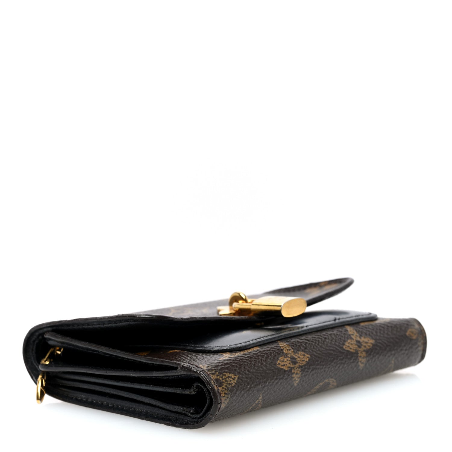 Louis Vuitton Monogram Flower Lock Compact Wallet Black 4 of 6
