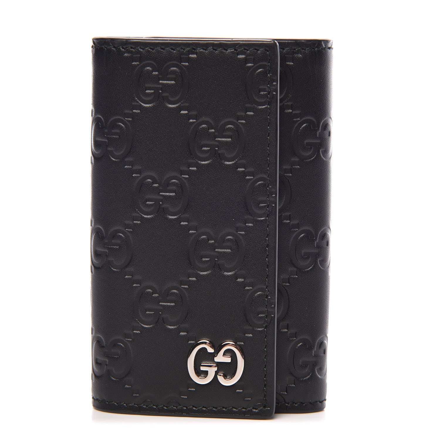Gucci Guccissima Signature Dorian 6 Key Holder Case Black 1 of 8