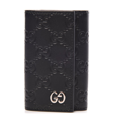 Gucci Guccissima Signature Dorian 6 Key Holder Case Black 1 of 8