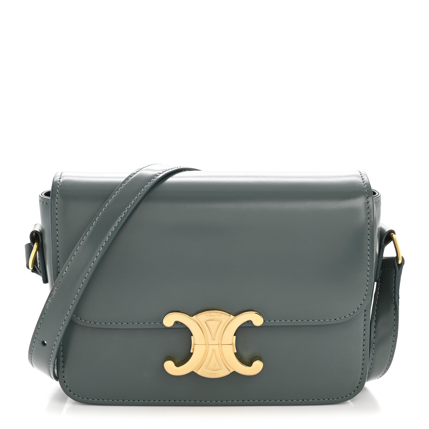 Celine Shiny Calfskin Teen Triomphe Petrol 1 of 14