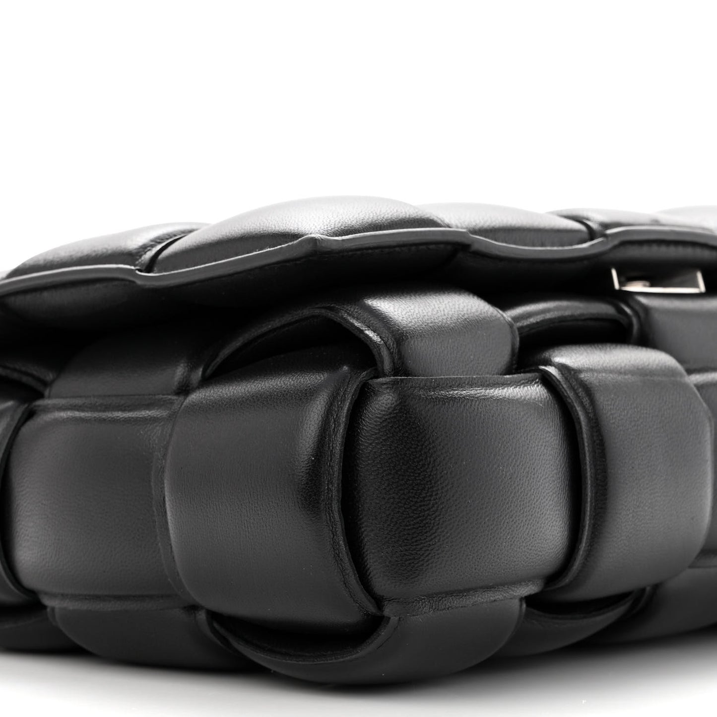 Lambskin Maxi Intreccio Padded Chain Cassette Crossbody Bag Black