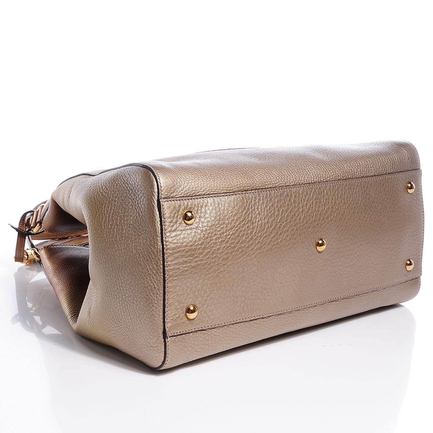 Gucci Metallic Pebbled Calfskin Medium Soho Shoulder Bag Gold Ombre 4 of 8