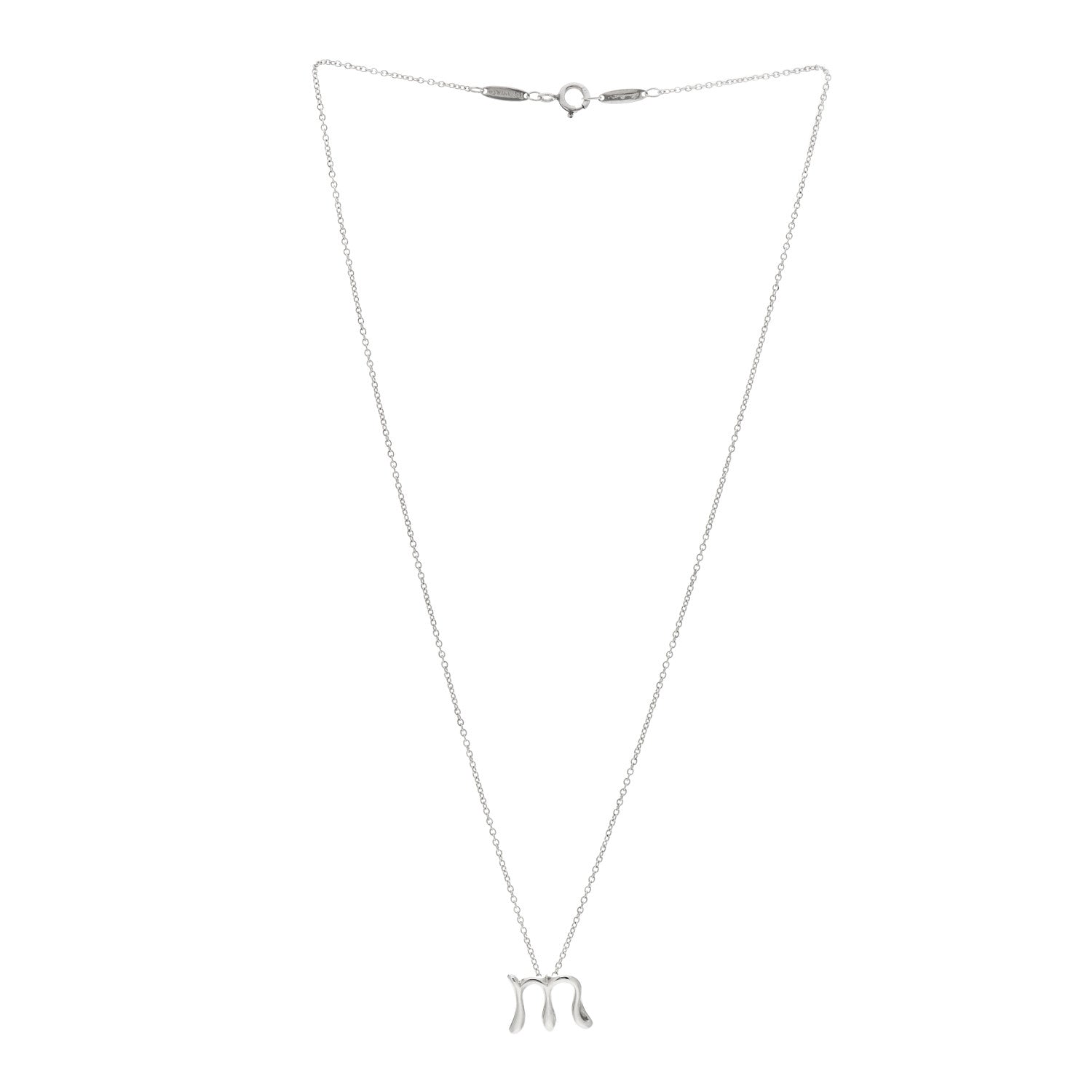 Tiffany Sterling Silver Elsa Peretti Letter M Pendant Necklace 2 of 6
