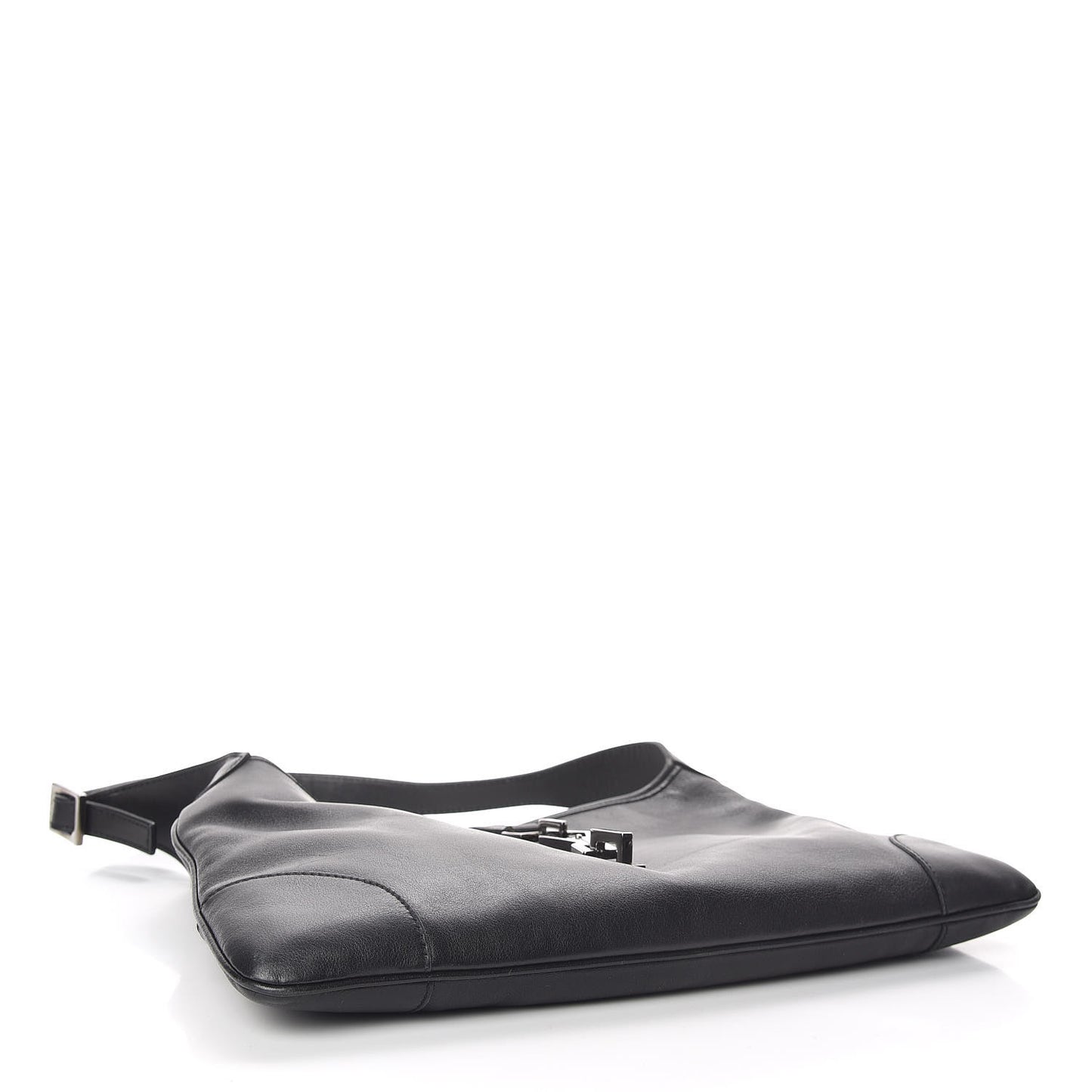 Calfskin Lobster Clasp Lock Jackie O Hobo Black