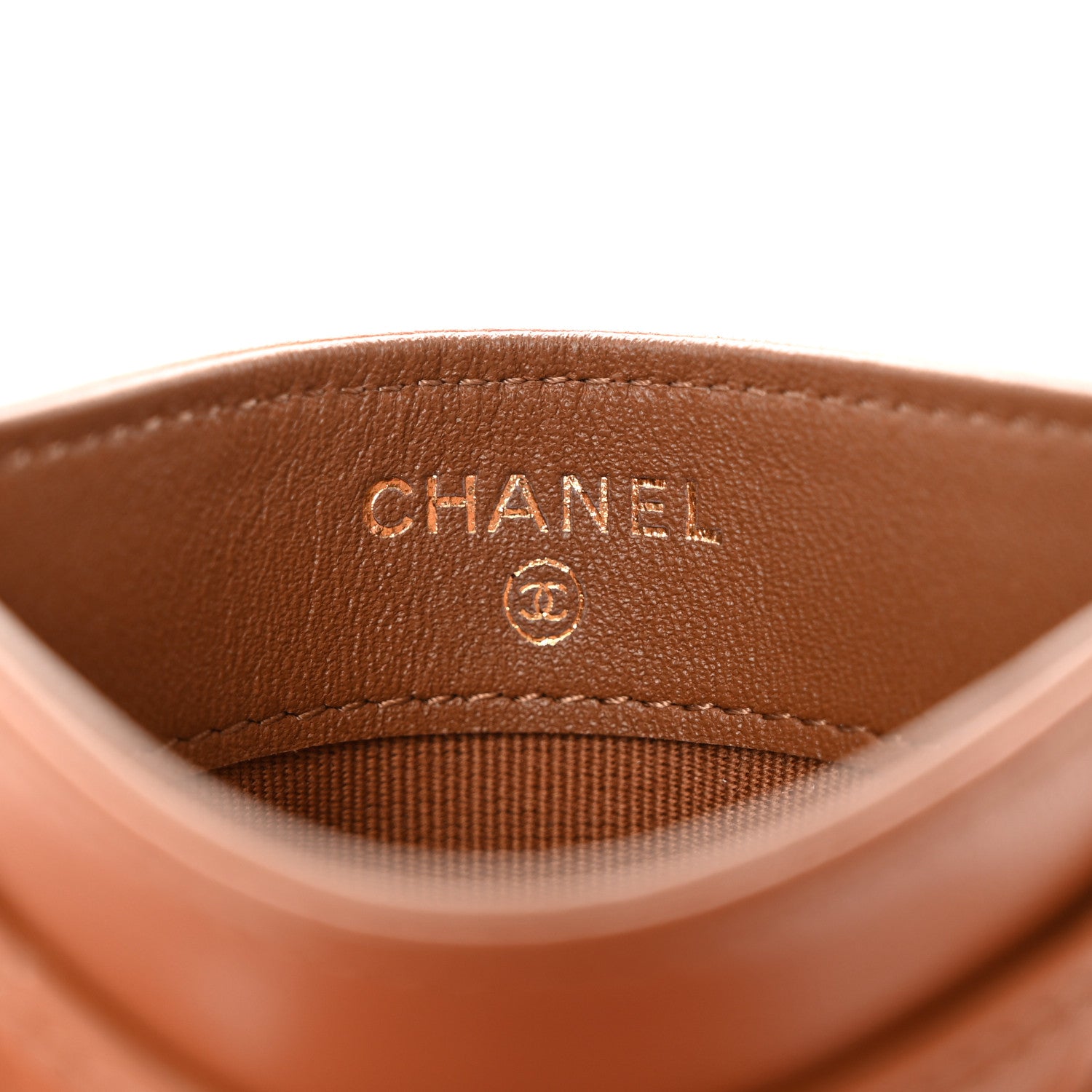 Chanel Lambskin Quilted Card Holder Camel 6 of 9