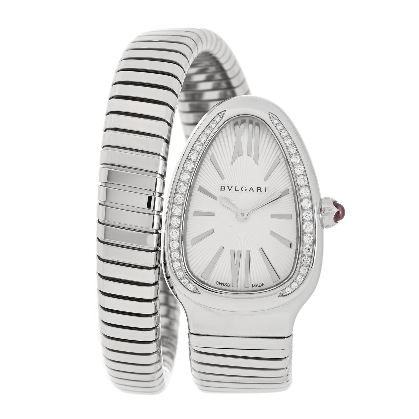 Stainless Steel Diamond Bezel 35mm Serpenti Tubogas Quartz Watch