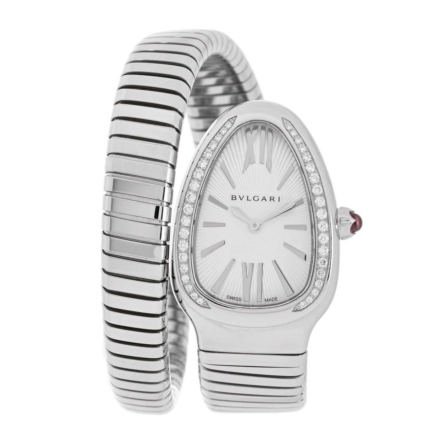 Bulgari Stainless Steel Diamond Bezel 35mm Serpenti Tubogas Quartz Watch 1 of 4