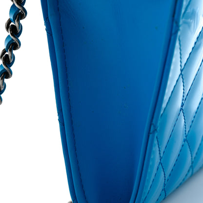 Chanel Patent Calfskin Quilted Boy Wallet On Chain WOC Blue 10 of 10
