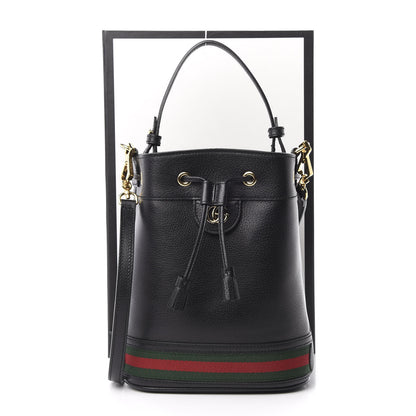 Gucci Glazed Textured Calfskin Web Small Ophidia Bucket Bag Black 11 of 11