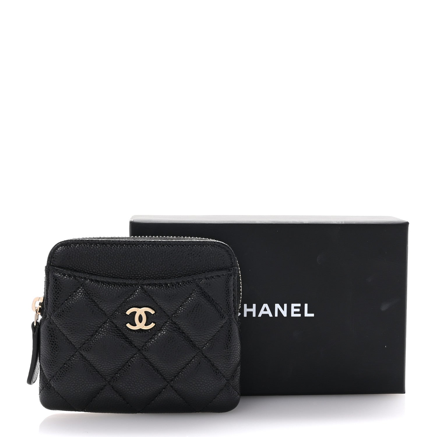 Chanel Caviar Quilted Zip Card Holder Wallet Black 8 of 8