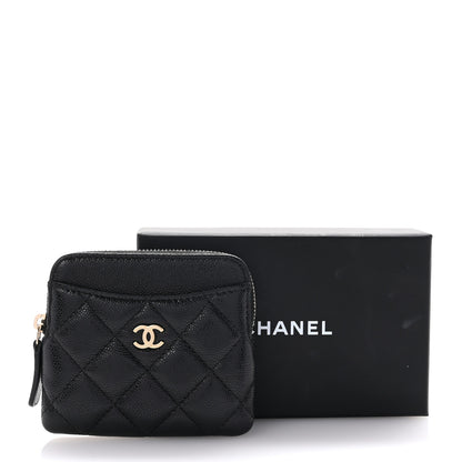 Chanel Caviar Quilted Zip Card Holder Wallet Black 8 of 8