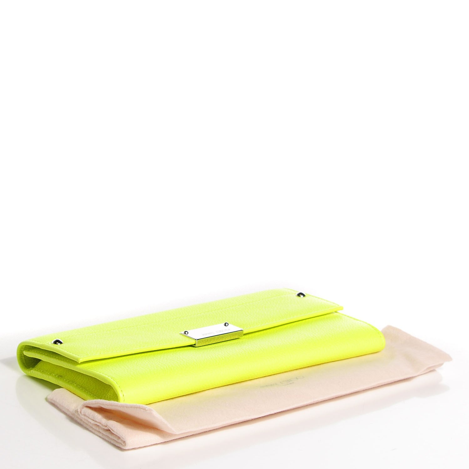 Jimmy Choo Grainy Calf Reese Wallet Clutch Neon Yellow 4 of 9