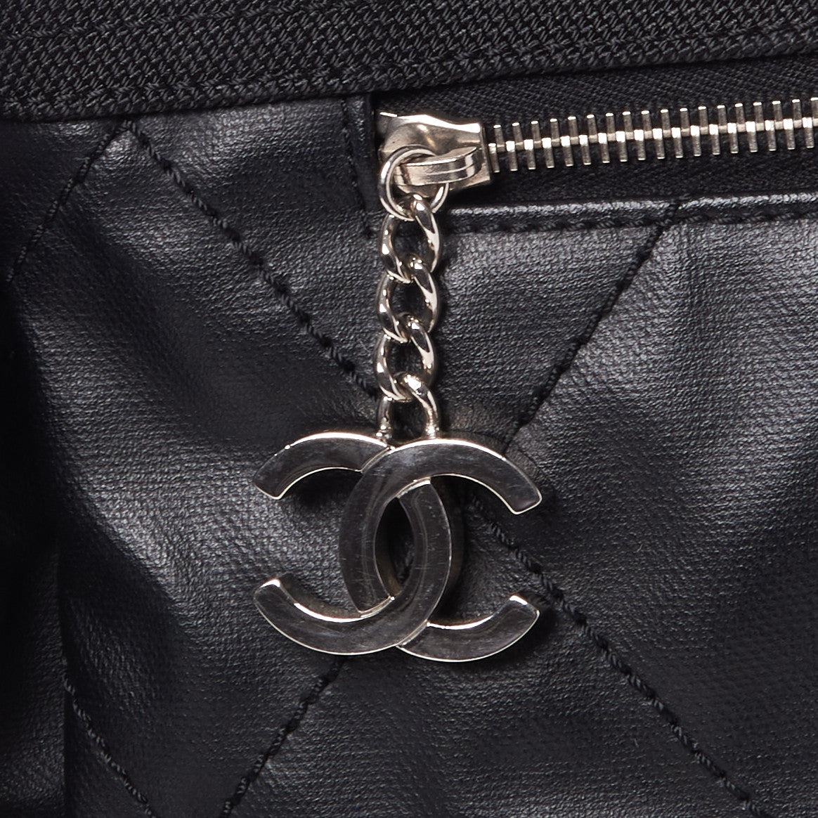Chanel Coated Canvas Quilted Large Paris Biarritz Tote Black 6 of 9