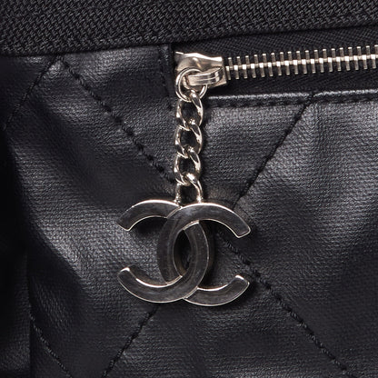 Chanel Coated Canvas Quilted Large Paris Biarritz Tote Black 6 of 9