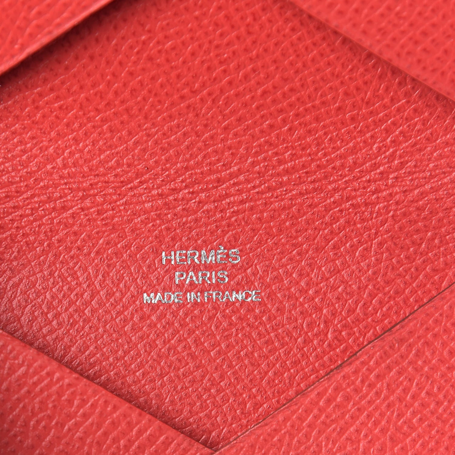 Hermes Epsom Calvi Card Case Rouge Casaque 6 of 9