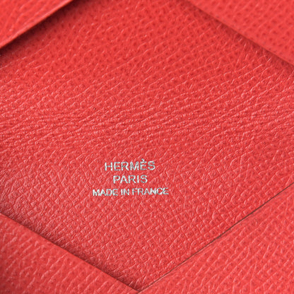 Hermes Epsom Calvi Card Case Rouge Casaque 6 of 9