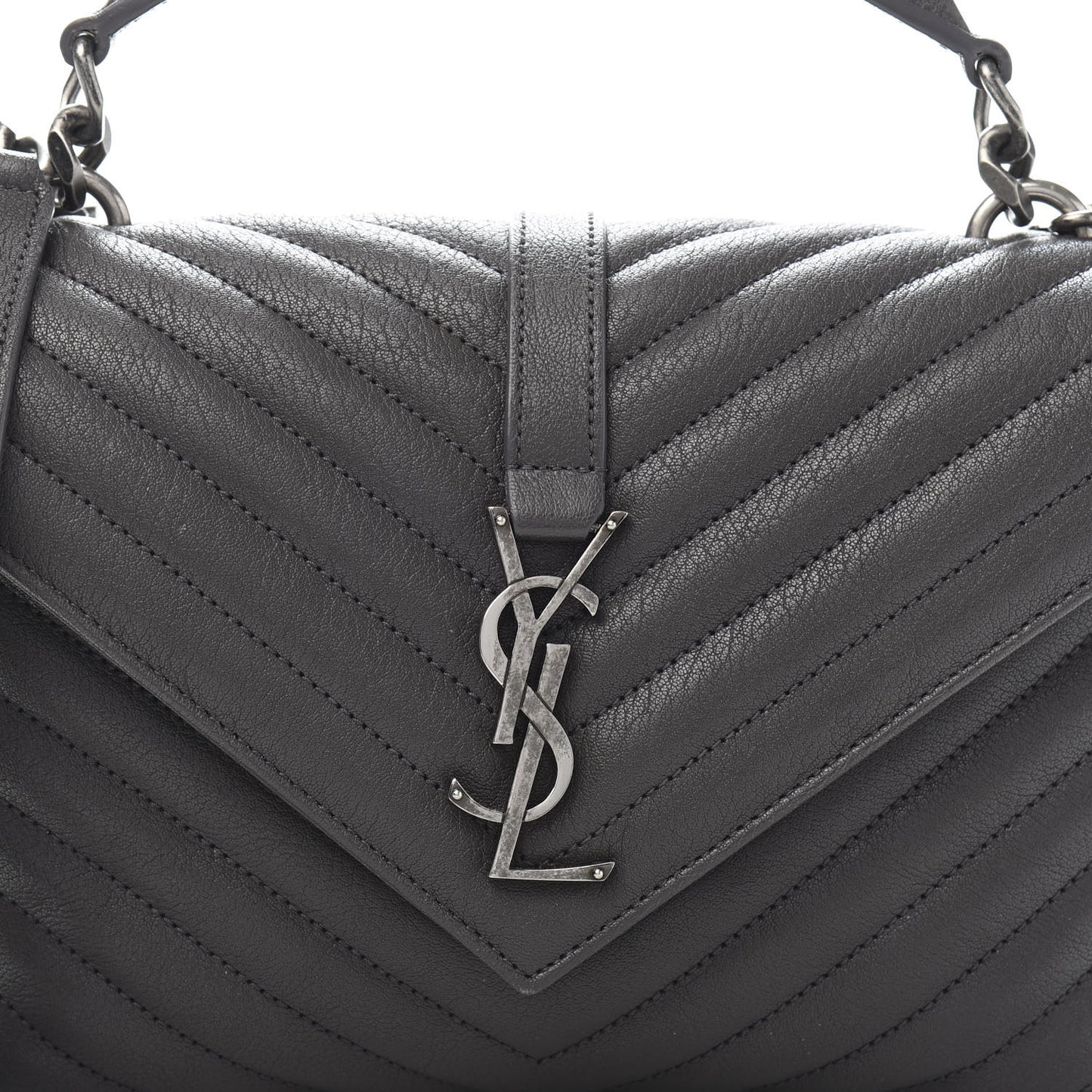 Sheepskin Matelasse Chevron Monogram Medium College Bag Asphalt