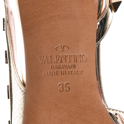 Valentino Garavani Metallic Pebbled Calfskin Rockstud Half D'Orsay Slingback 50mm Pumps 35 Platino 7 of 8