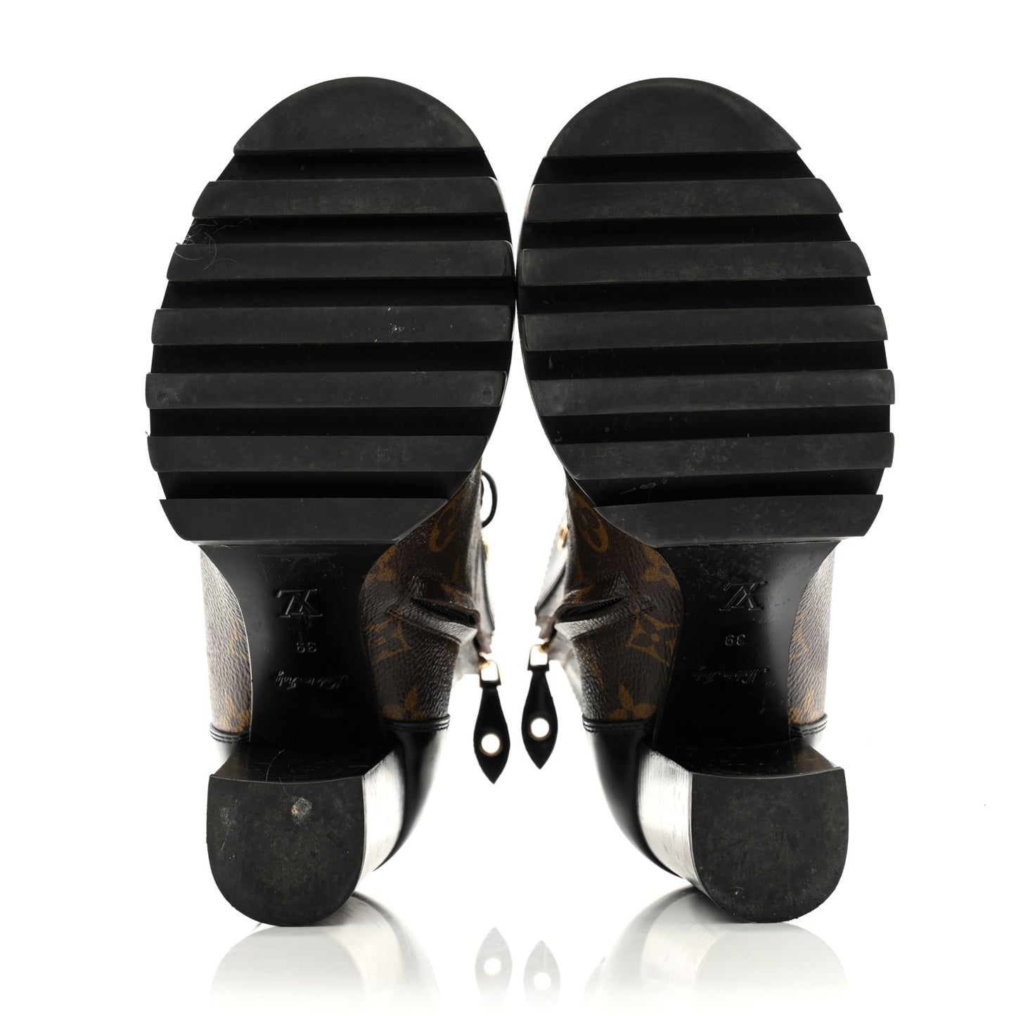 Patent Calfskin Monogram Star Trail Ankle Boots 39 Black