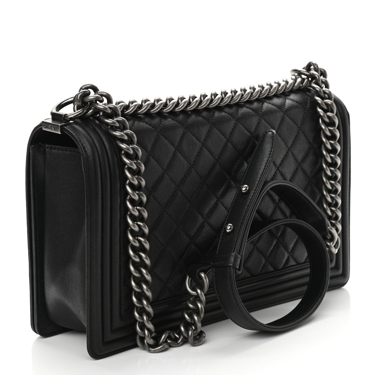 Calfskin Quilted New Medium Boy Flap Black