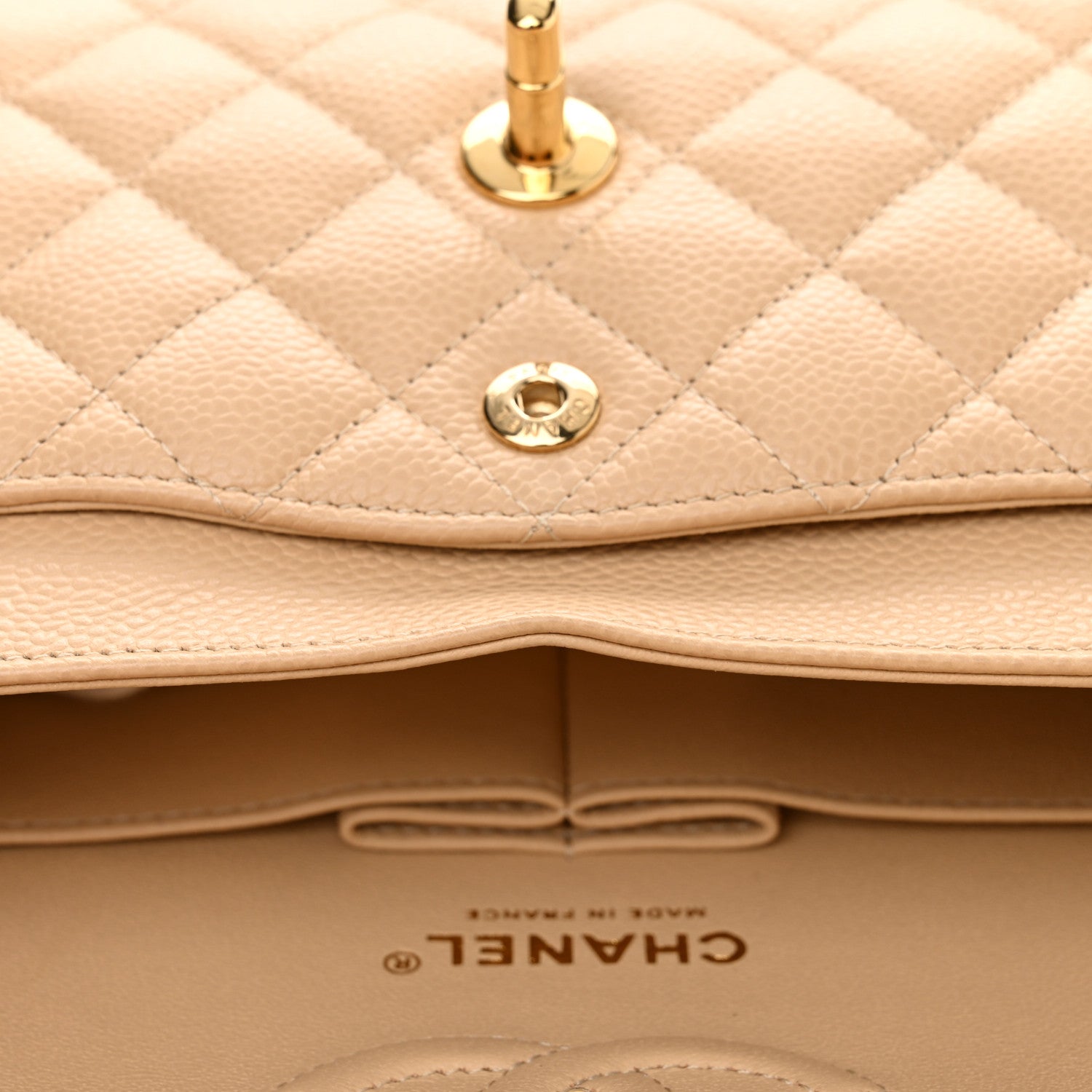 Chanel Caviar Quilted Small Double Flap Beige 15 of 16