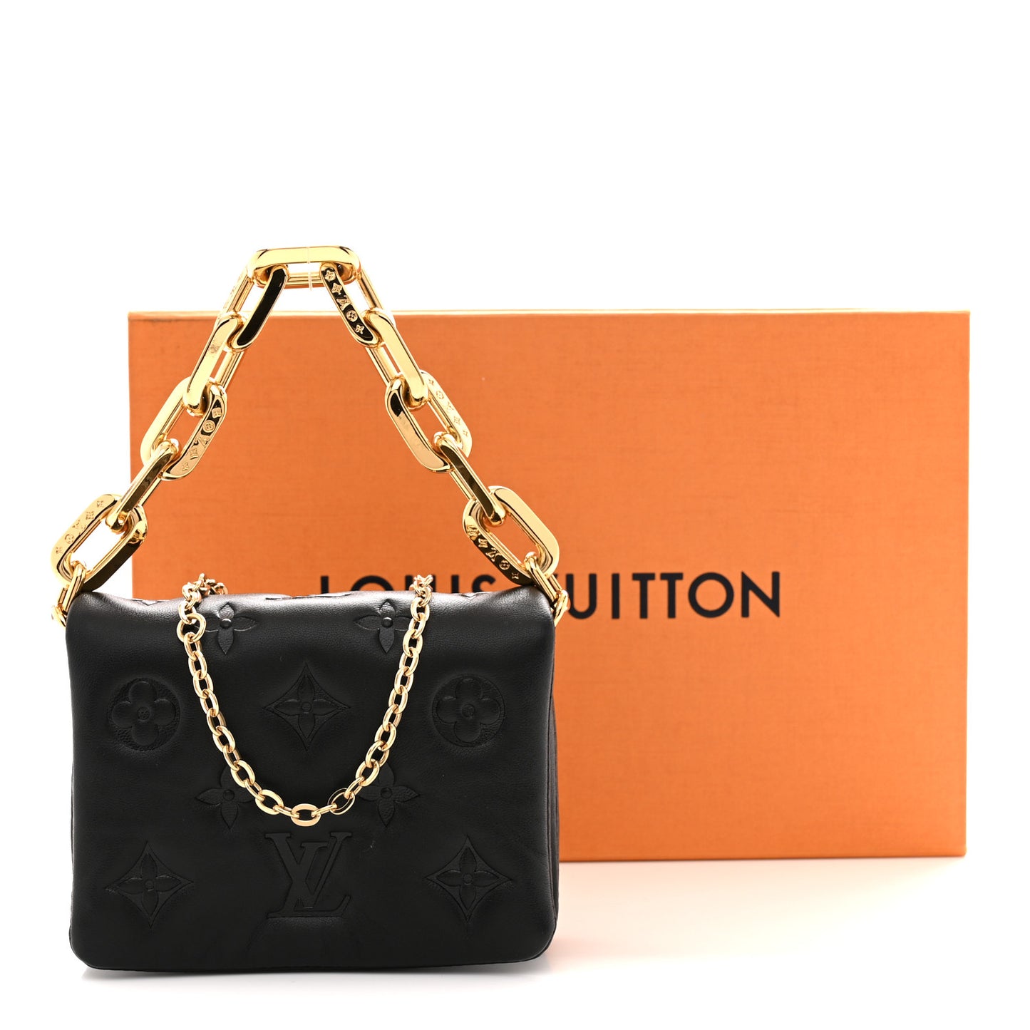 Lambskin Embossed Monogram Coussin Belt Bag Black
