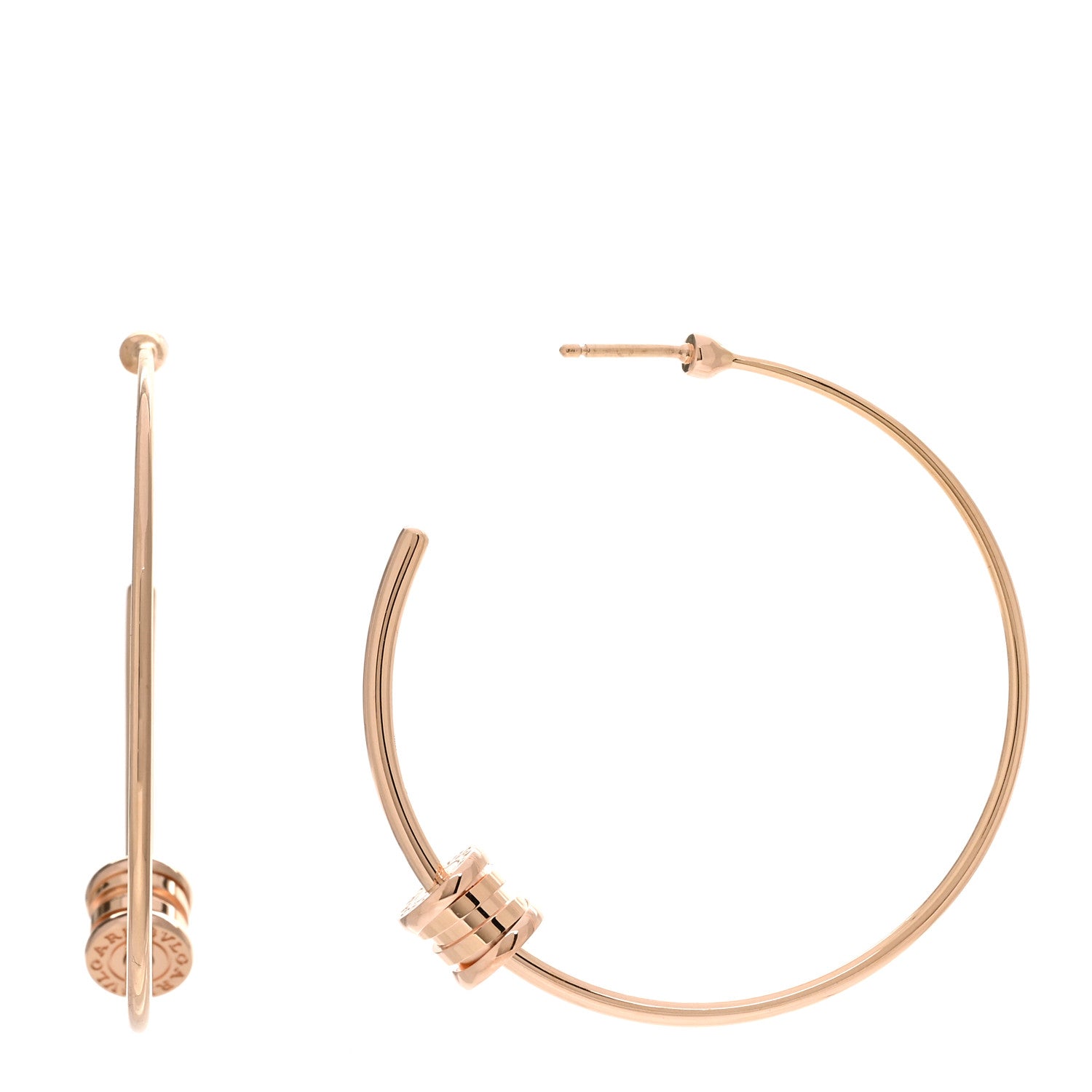 Bulgari 18K Rose Gold Large B.Zero1 Hoop Earrings 1 of 4