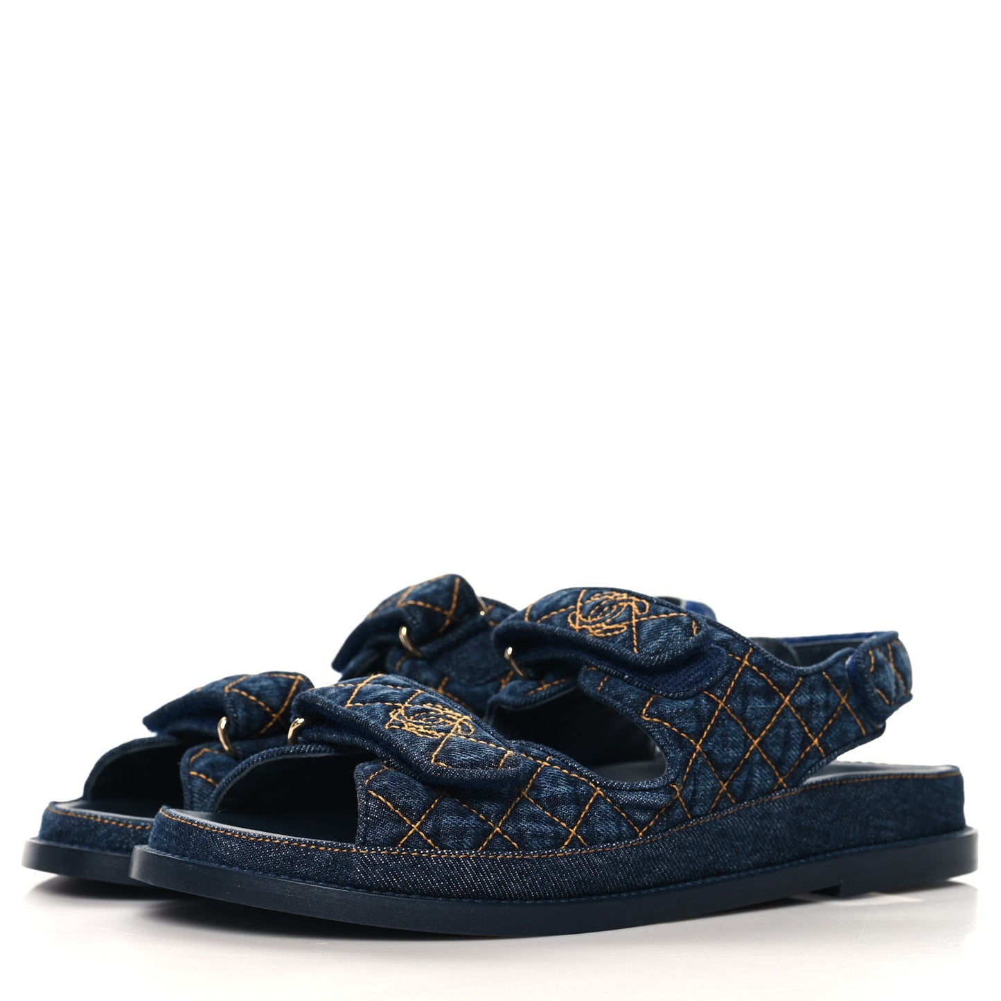 Denim Velcro Dad Sandals 40 Navy Blue