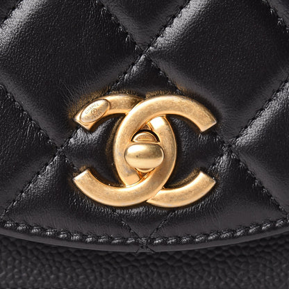 Chanel Calfskin Caviar Quilted Mini Chain Handle Flap Black 10 of 14